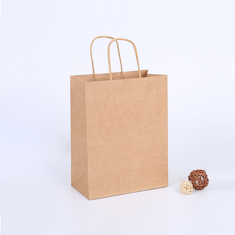 Sacs en papier kraft brun à poignée torsadée pour fêtes et cadeaux avec poignées en corde